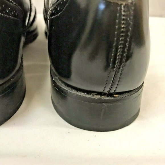 Mens Black Wing Tip Leather Oxford Dress Shoes